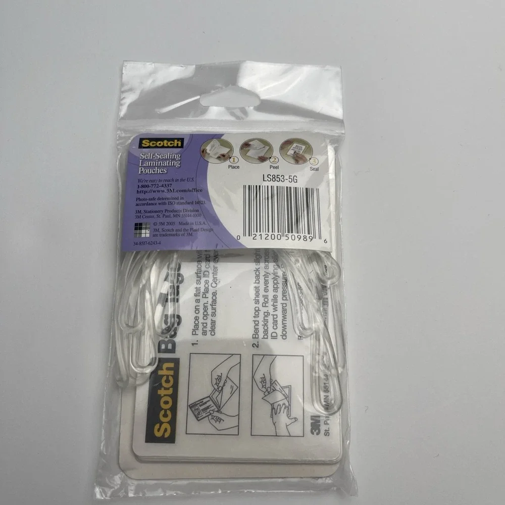 Scotch 3M Self-Sealing Laminating Pouches Luggage Bag Tags 5ct Clear New